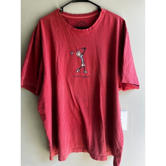 BUNDLE 2 Men Golf Tees XXL Life is Good and Mike Made this Maroon Novelty Casual - Picture 1 of 9